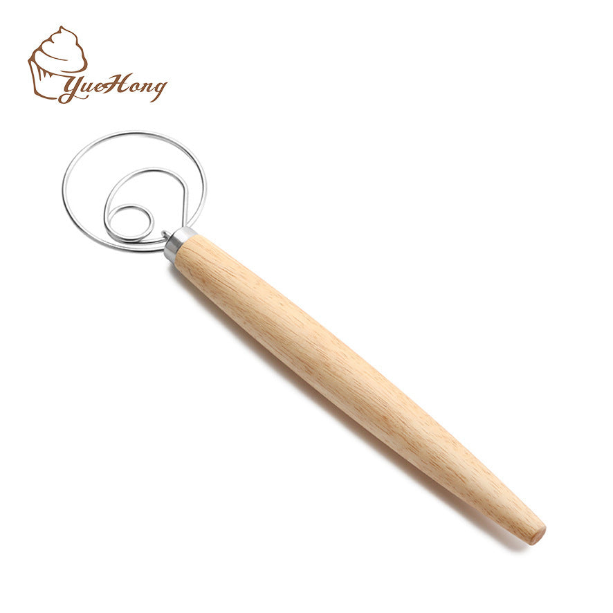Danish oak handle flour mixer, trimming curved wood handle bread cutter, flour cutting bread tool set