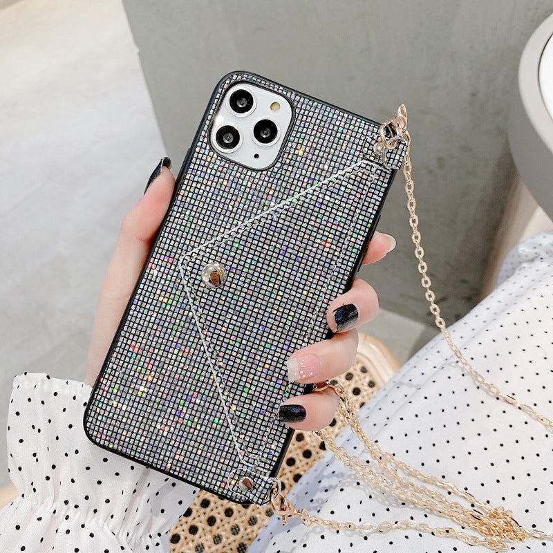 Diagonal cross purse for iPhome11Pro max mobile phone shell flash drill Huawei P40pro back card female 8