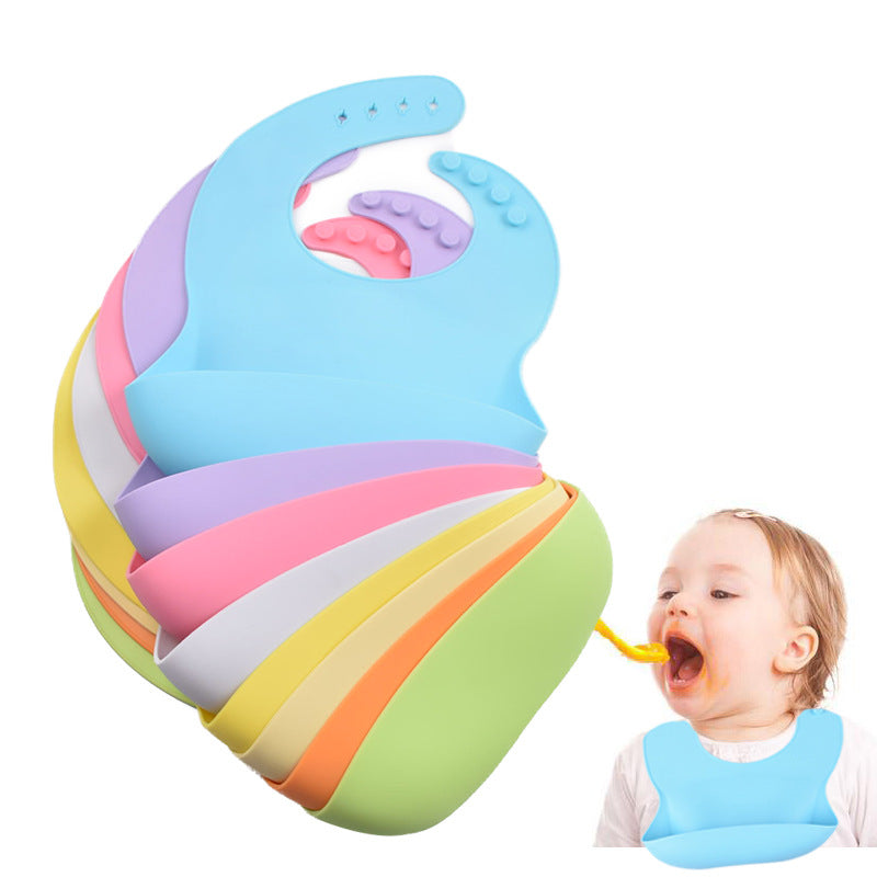 Silicone baby eating bib Easy to clean baby bib saliva towel Waterproof and leak-proof children's silicone saliva pocket