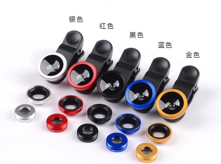 Mobile phone fisheye lens three-in-one mobile phone lens magnifying glass fisheye wide-angle macro Selfie