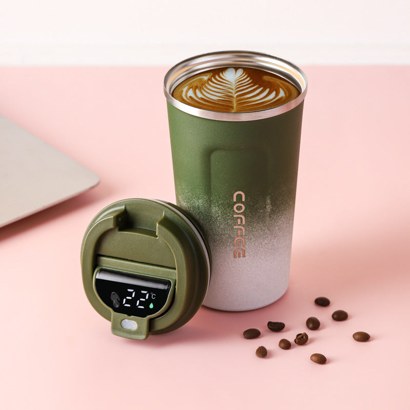 Cross-border gradient color smart second generation concave and convex cup 304 stainless steel thermos cup car cup portable coffee cup