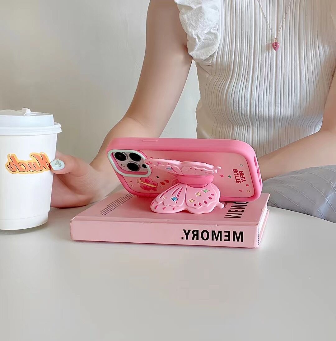 Sun Yi's same three-dimensional butterfly stand for iPhone 15, Apple 12, suitable for 13/14pro max mobile phone case to prevent falling