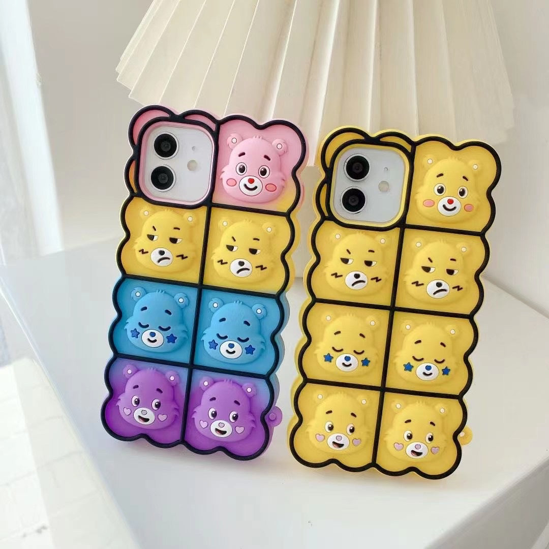 Suitable for iPhone13 mobile phone case pinch Rainbow Bear 12pro Apple 11 protective cover 7/8 bubbles