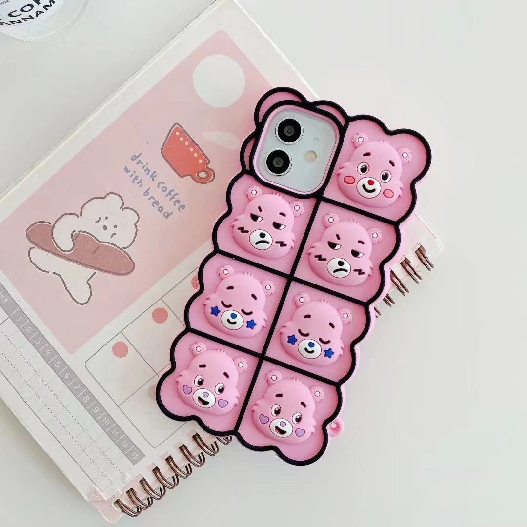 Suitable for iPhone13 mobile phone case pinch Rainbow Bear 12pro Apple 11 protective cover 7/8 bubbles
