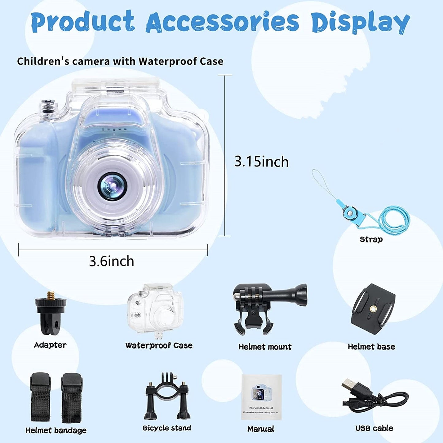 Amazon's popular sports waterproof stand for children mini camera children's high-definition digital camera toy can take pictures