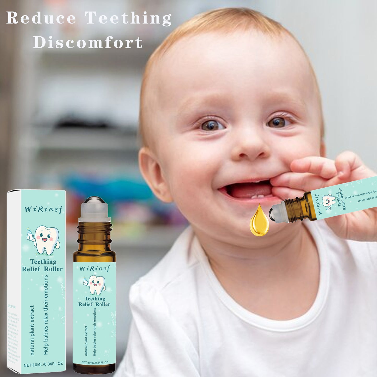 New cross-border soothing baby teething massage roller essential oil moisturizing, soft and refreshing baby teeth oil 10ml