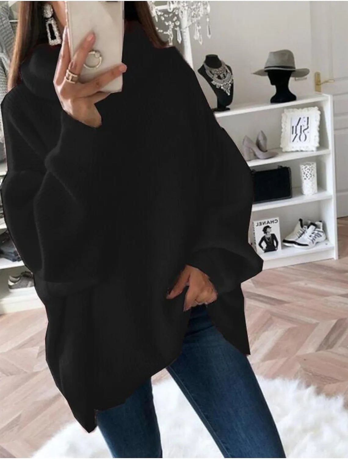 European and American women's sweater Amazon solid color turtleneck sweater pile collar large size loose cross-border sweater women