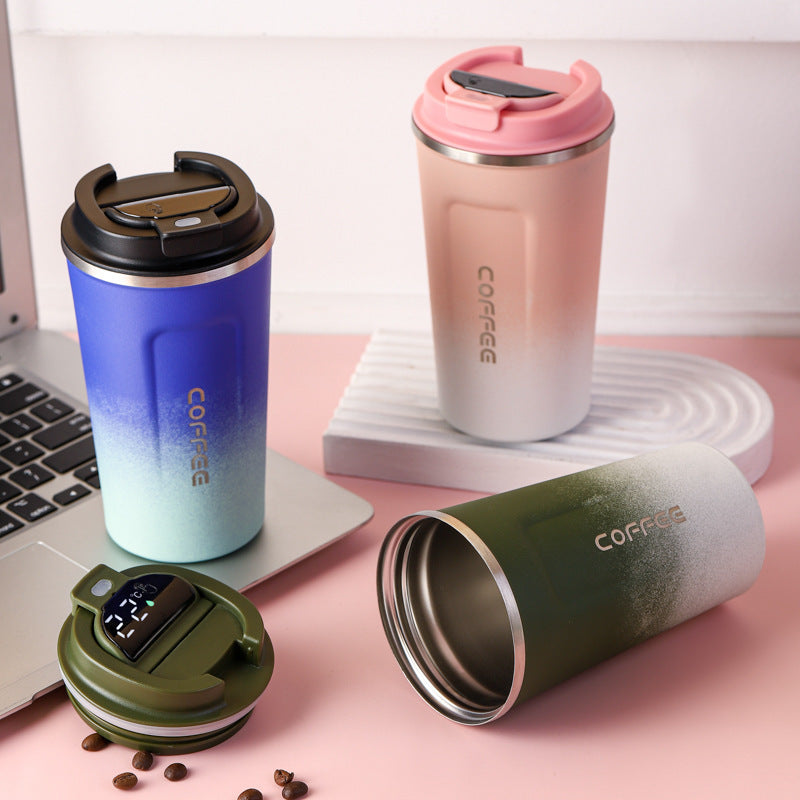 Cross-border gradient color smart second generation concave and convex cup 304 stainless steel thermos cup car cup portable coffee cup