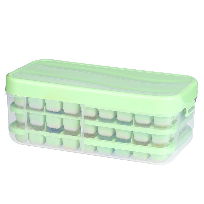 Household ice box, frozen ice cube tray, mold ice cube ice maker, ice storage box with lid, push-type silicone ice tray