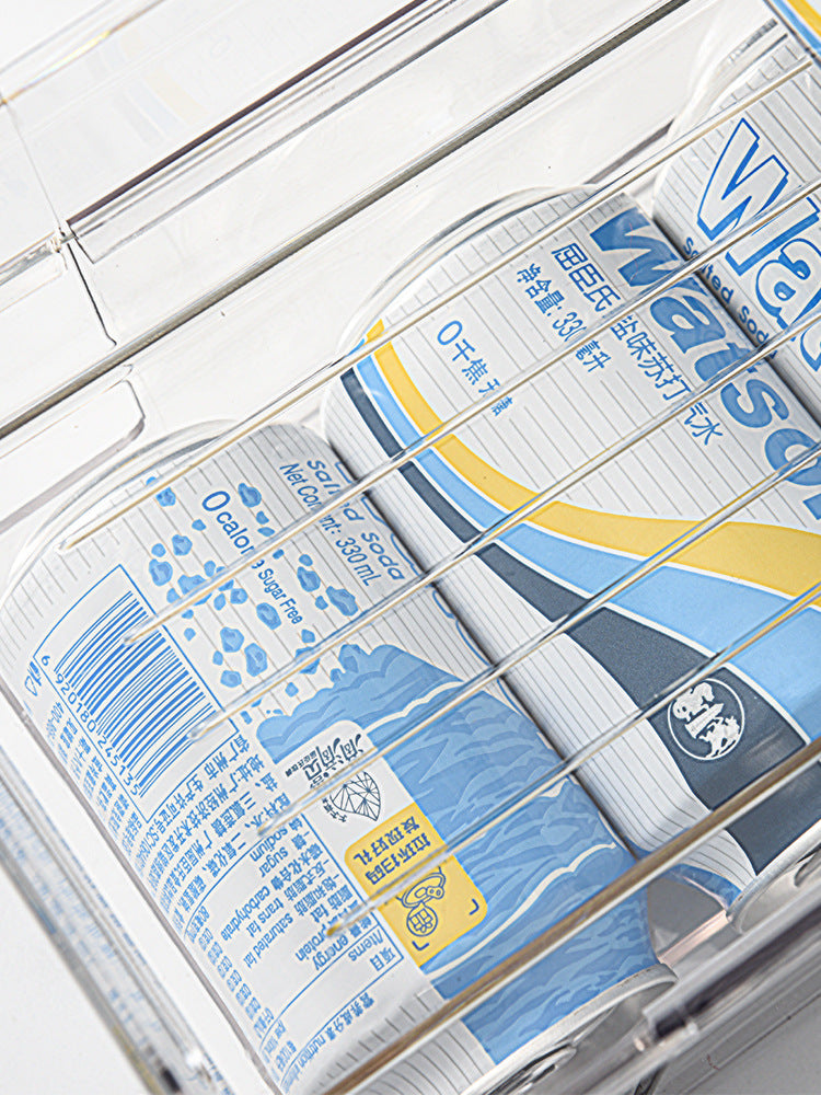 Refrigerator transparent classification storage rack wine beverage double-layer automatic roll-off storage box