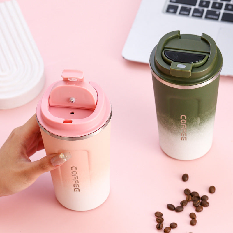 Cross-border gradient color smart second generation concave and convex cup 304 stainless steel thermos cup car cup portable coffee cup