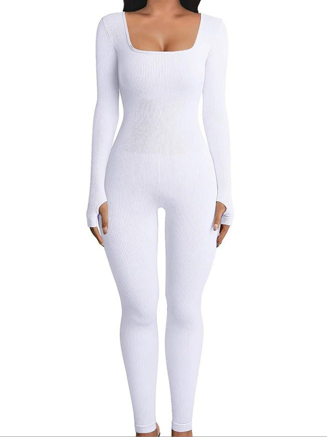 Europe and America Cross Border Seamless Yoga Long-Sleeved Jumpsuit Sportswear Fitness Casual Tights One-Piece Yoga