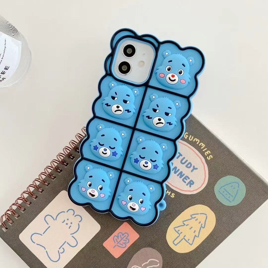 Suitable for iPhone13 mobile phone case pinch Rainbow Bear 12pro Apple 11 protective cover 7/8 bubbles