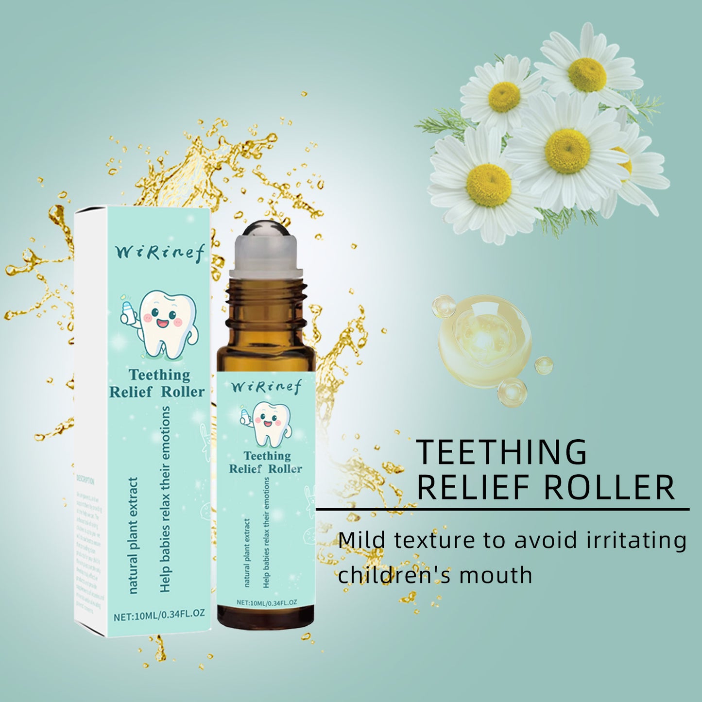 New cross-border soothing baby teething massage roller essential oil moisturizing, soft and refreshing baby teeth oil 10ml
