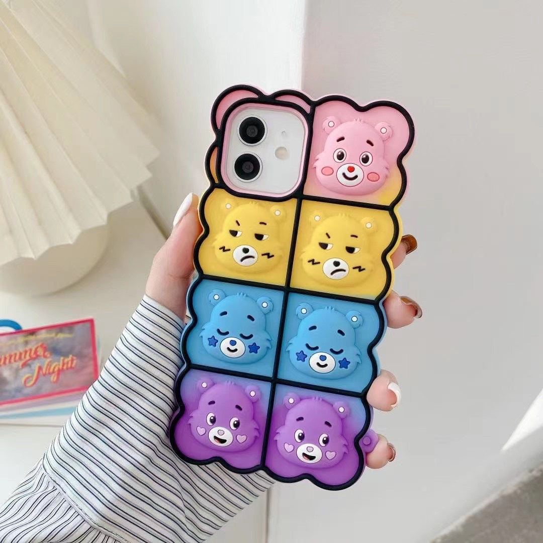 Suitable for iPhone13 mobile phone case pinch Rainbow Bear 12pro Apple 11 protective cover 7/8 bubbles