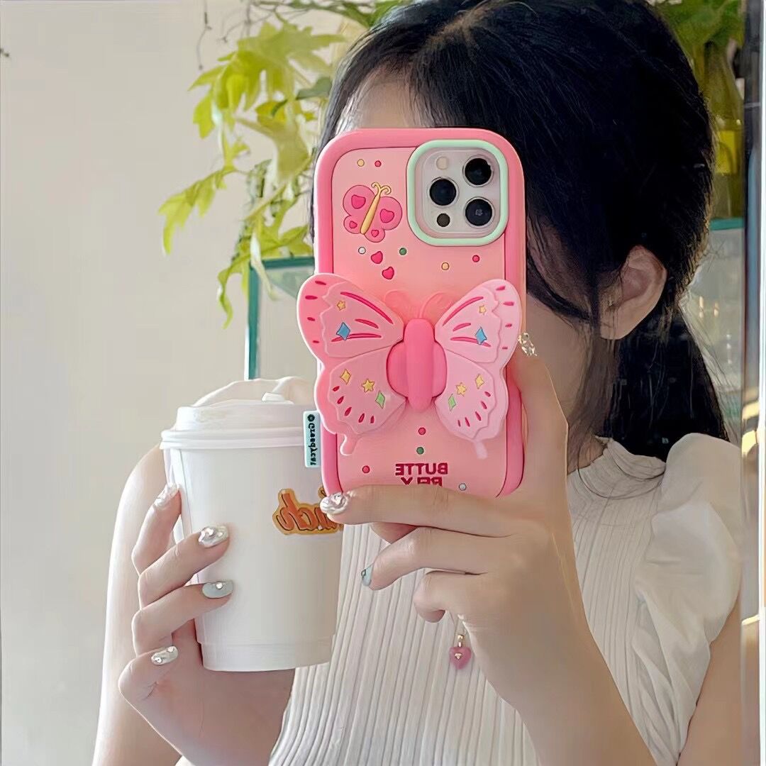 Sun Yi's same three-dimensional butterfly stand for iPhone 15, Apple 12, suitable for 13/14pro max mobile phone case to prevent falling