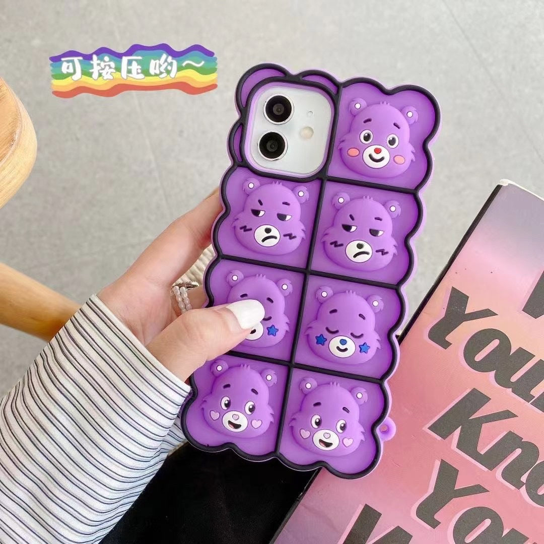 Suitable for iPhone13 mobile phone case pinch Rainbow Bear 12pro Apple 11 protective cover 7/8 bubbles