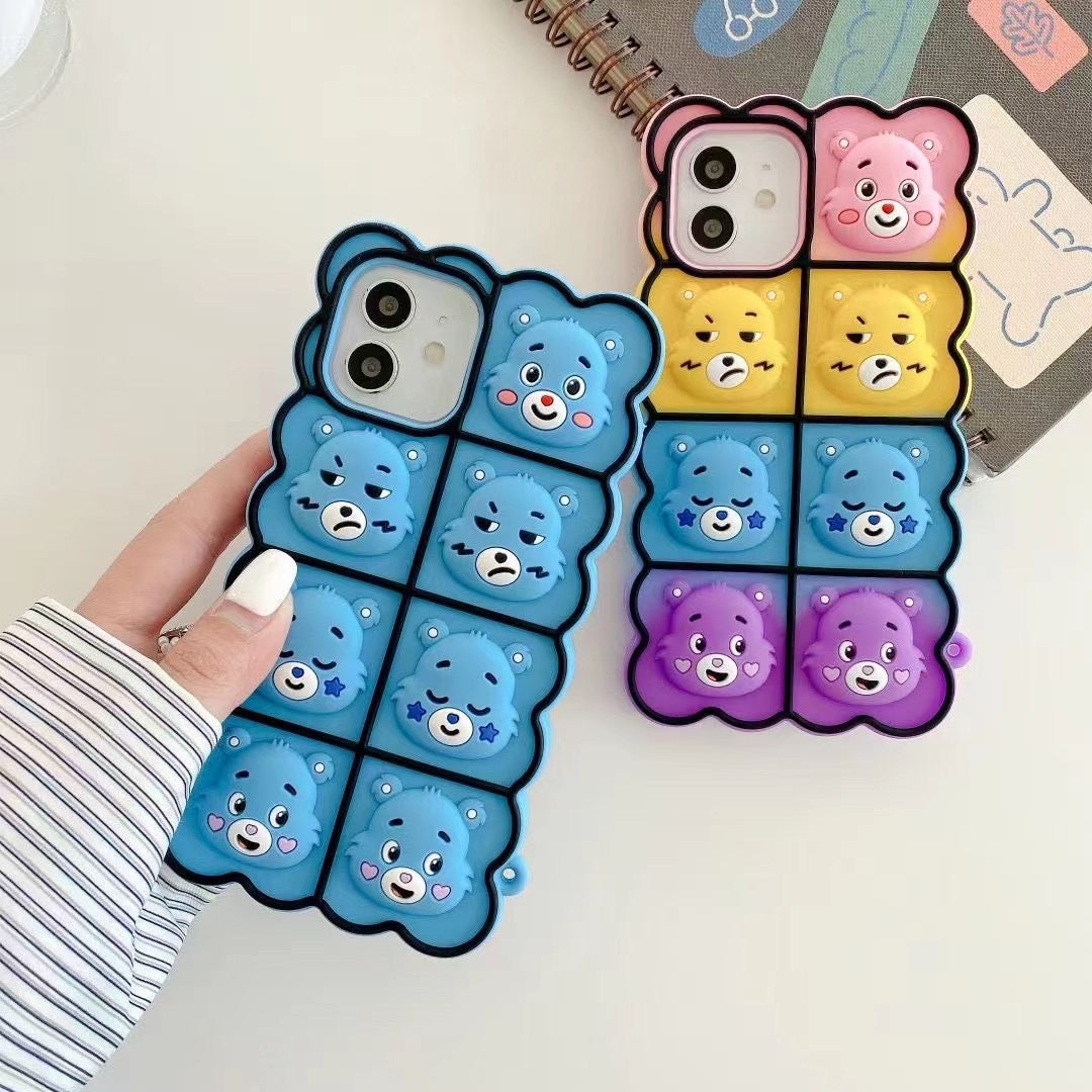 Suitable for iPhone13 mobile phone case pinch Rainbow Bear 12pro Apple 11 protective cover 7/8 bubbles