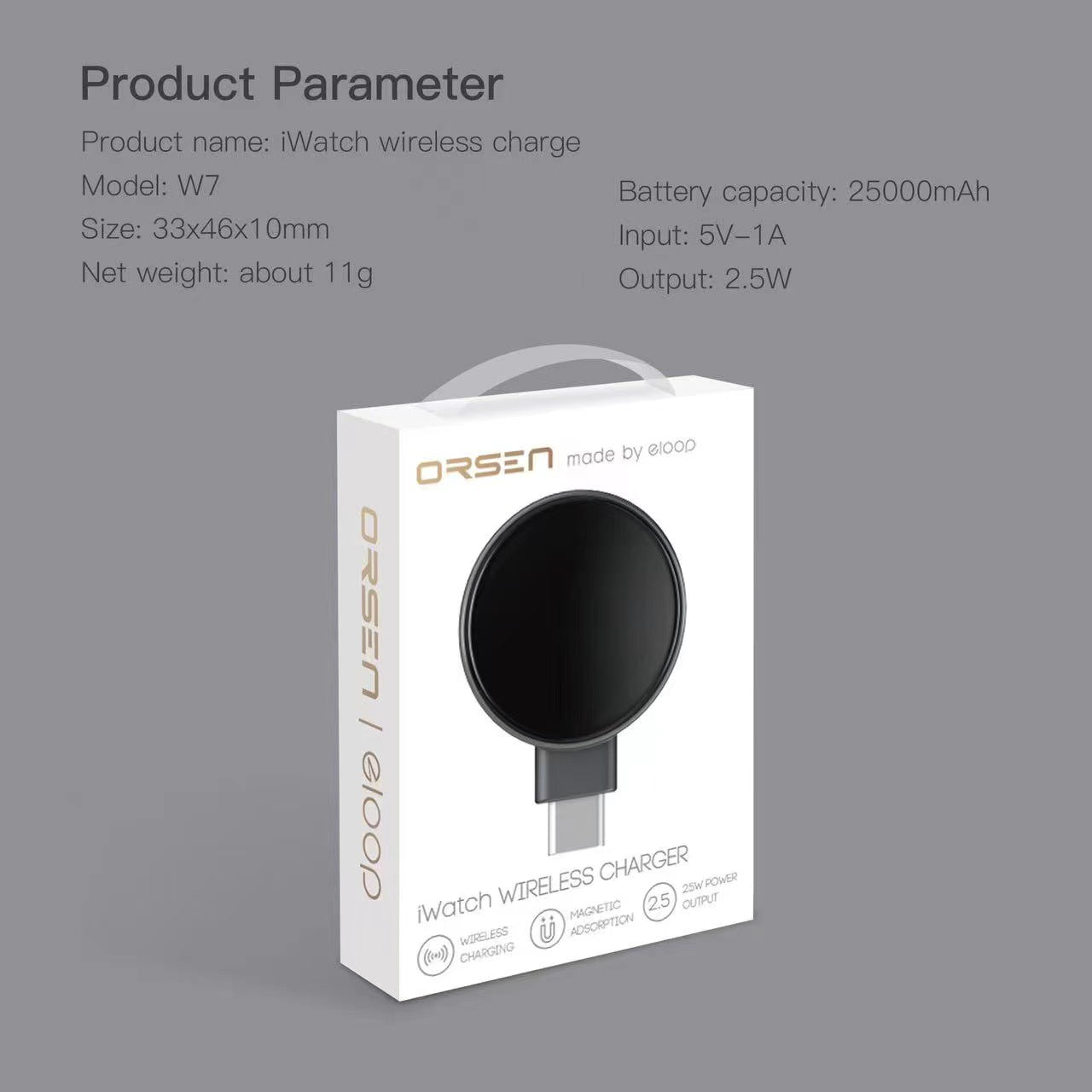 ORSEN By ELOOP W7 iwatch wireless charge accessories