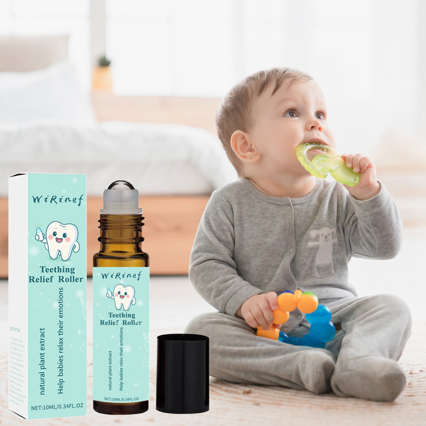 New cross-border soothing baby teething massage roller essential oil moisturizing, soft and refreshing baby teeth oil 10ml