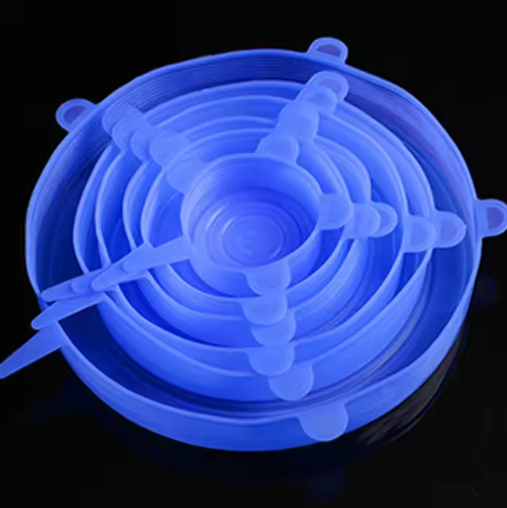 Blue silicone lid on a black background