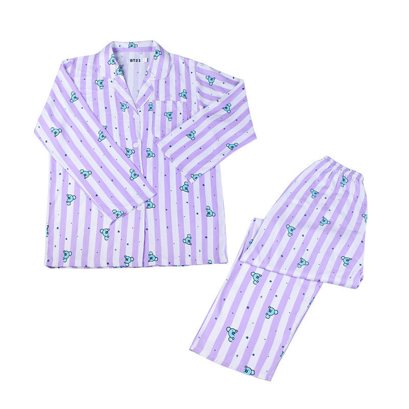 Pajamas Cute Homewear Casual Wear Two-piece Suit Men and Women