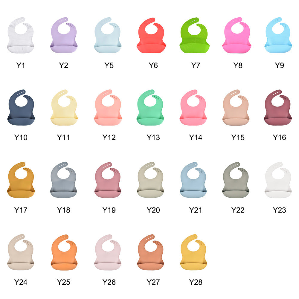 Silicone baby eating bib Easy to clean baby bib saliva towel Waterproof and leak-proof children's silicone saliva pocket