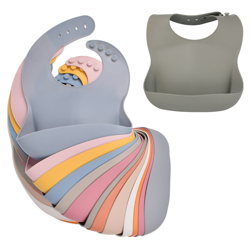 Silicone baby eating bib Easy to clean baby bib saliva towel Waterproof and leak-proof children's silicone saliva pocket