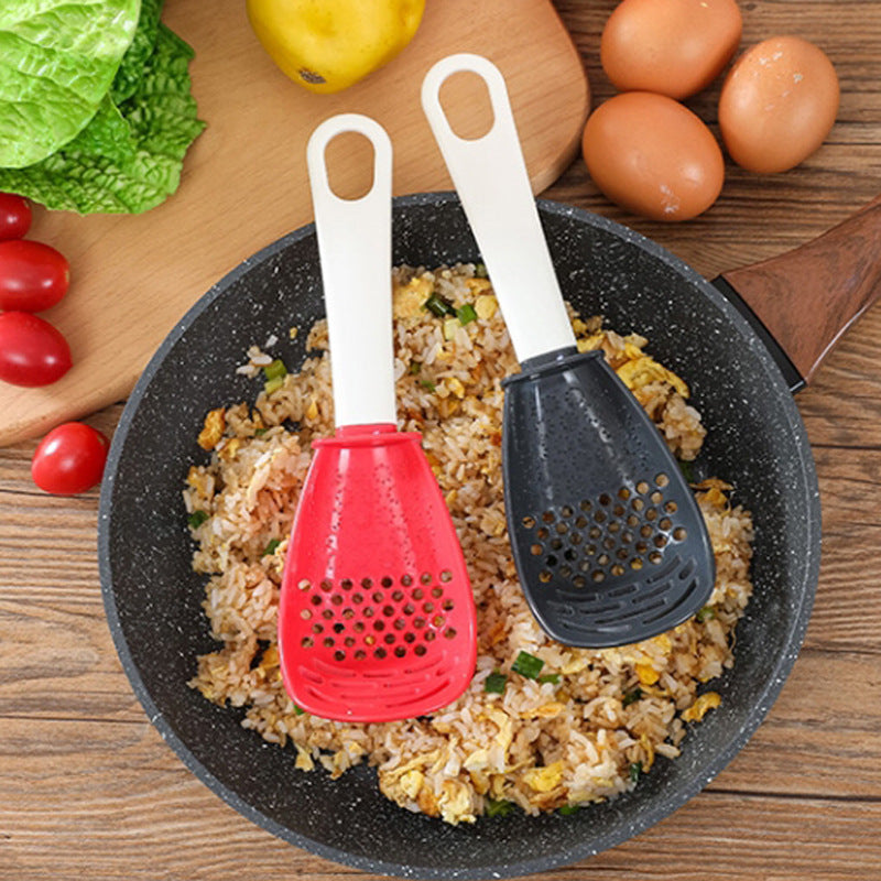 Kitchen multi-functional grinding cooking spoon potato masher draining colander home cooking shovel grinding ginger garlic device