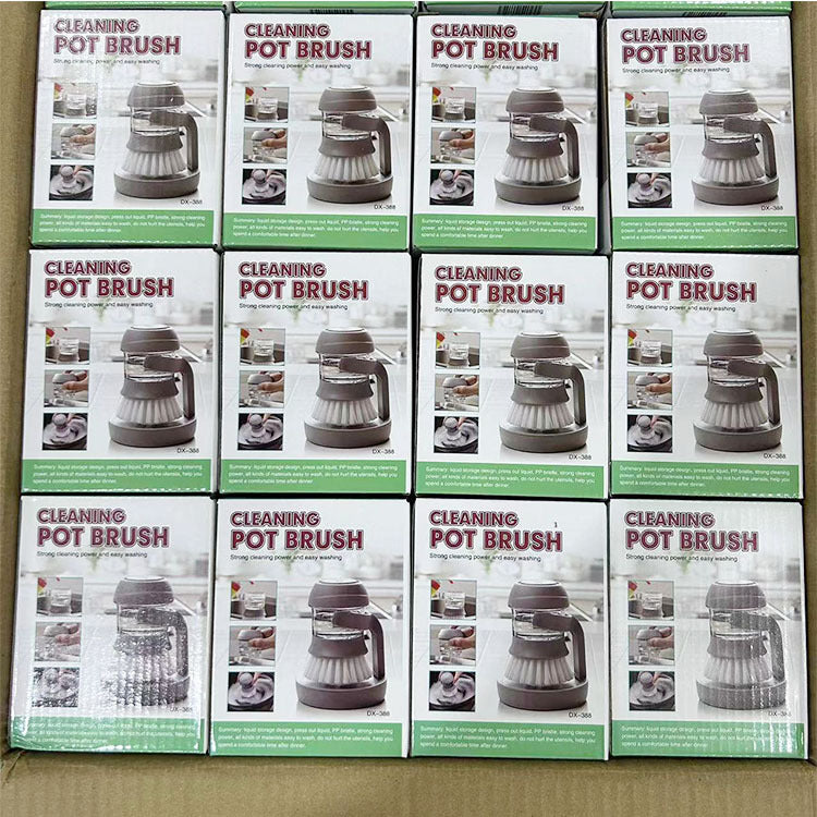 Pot brush decontamination and descaling cleaning brush kitchen press degreasing pot washing brush automatic liquid filling dishwashing brush