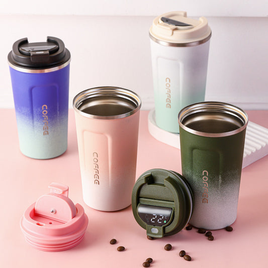 Cross-border gradient color smart second generation concave and convex cup 304 stainless steel thermos cup car cup portable coffee cup