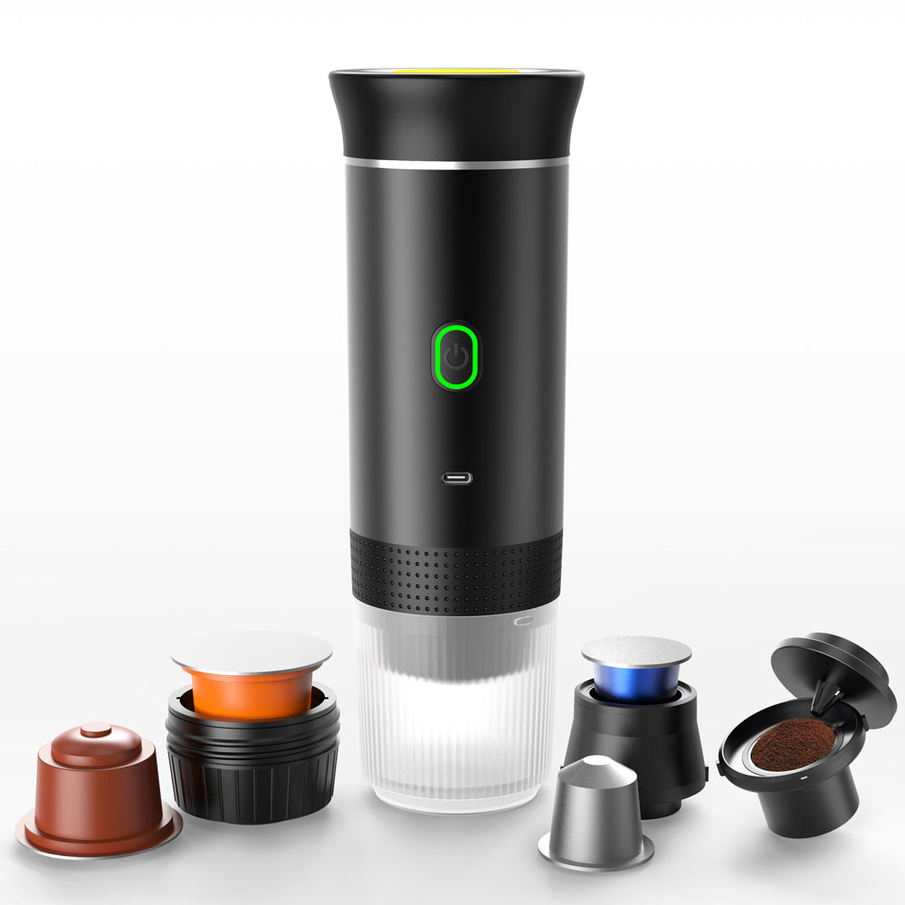 Portable capsule coffee machine, home mini coffee pot, electric outdoor espresso machine