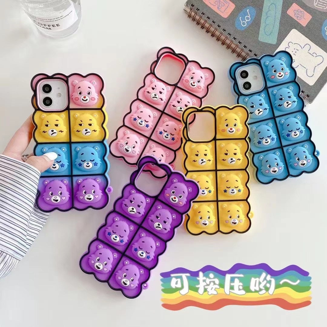 Suitable for iPhone13 mobile phone case pinch Rainbow Bear 12pro Apple 11 protective cover 7/8 bubbles