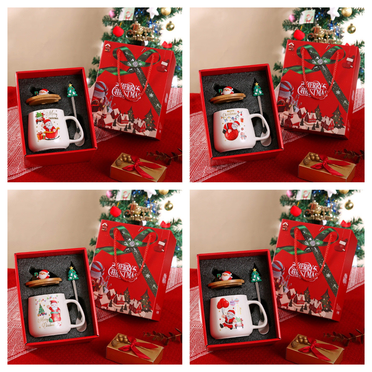Creative Christmas Holiday Mug Cartoon Gift with Lid and Spoon, Souvenir Mug, Cross-border Santa Claus Ceramic Mug