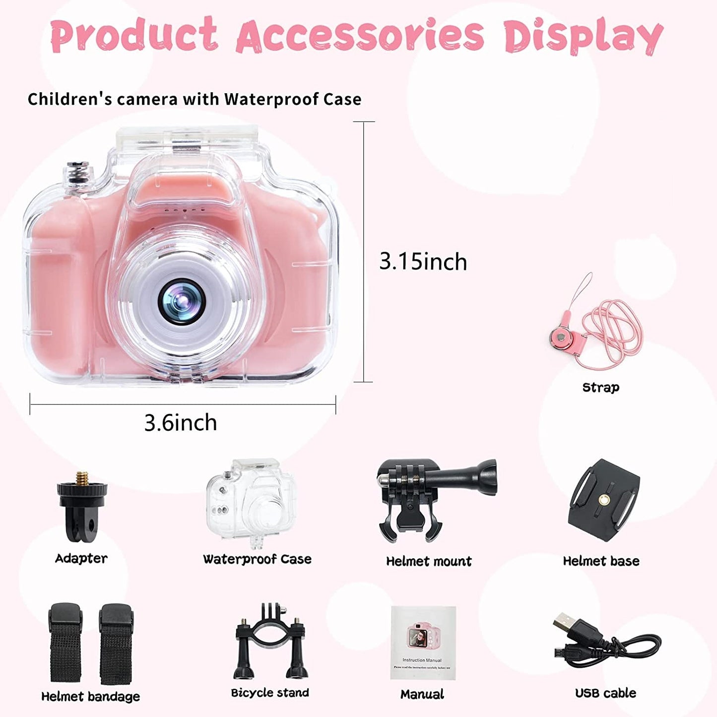 Amazon's popular sports waterproof stand for children mini camera children's high-definition digital camera toy can take pictures
