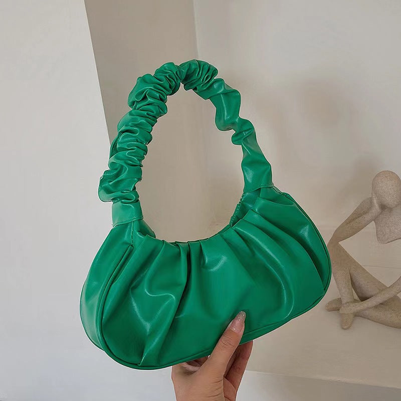 Foreign trade Korean version women's bag 2022 new solid color cloud pleated bag simple women's armpit bag sweet shoulder bag