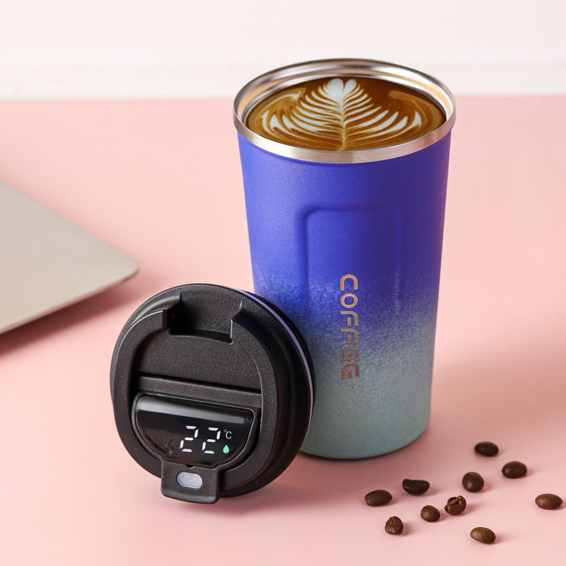 Cross-border gradient color smart second generation concave and convex cup 304 stainless steel thermos cup car cup portable coffee cup