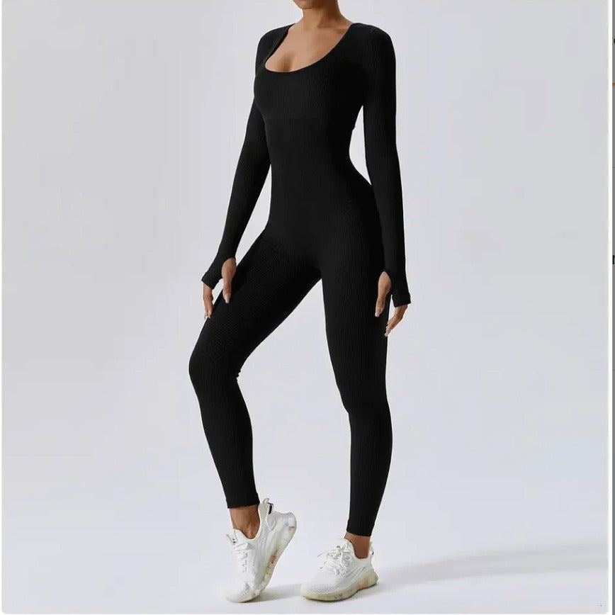 Europe and America Cross Border Seamless Yoga Long-Sleeved Jumpsuit Sportswear Fitness Casual Tights One-Piece Yoga