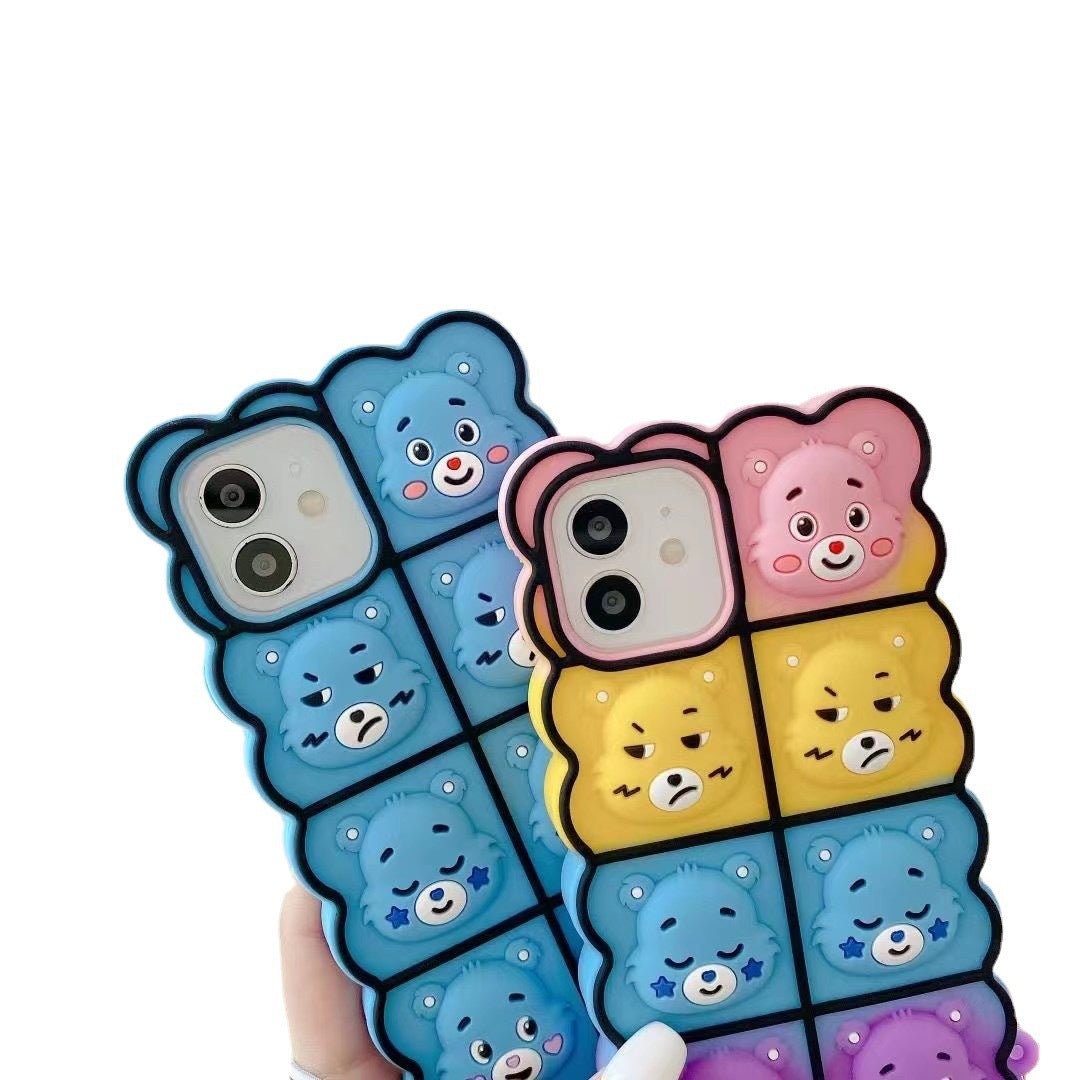 Suitable for iPhone13 mobile phone case pinch Rainbow Bear 12pro Apple 11 protective cover 7/8 bubbles