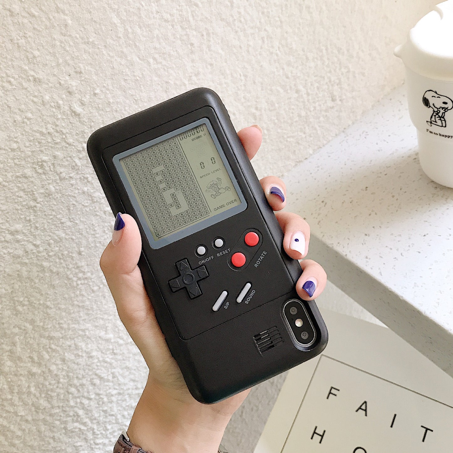 Tetris black and white screen Apple 13/12 suitable for iPhone 14promax game console mobile phone case xs/8p