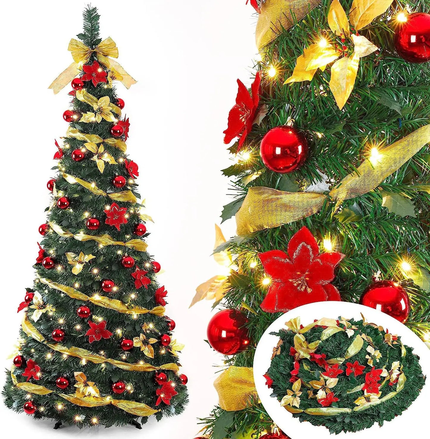 Christmas party decorations and props, folding Christmas tree, 1.8m PVC retractable folding tree