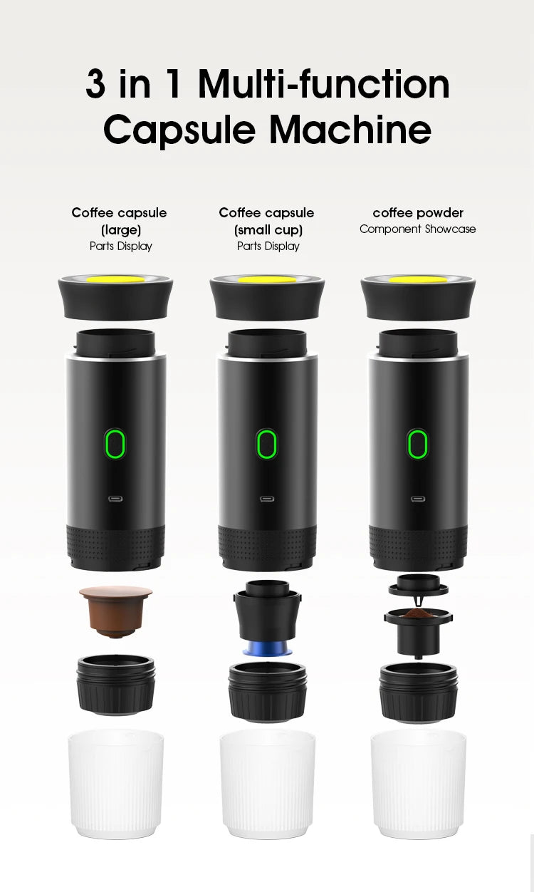 Portable capsule coffee machine, home mini coffee pot, electric outdoor espresso machine