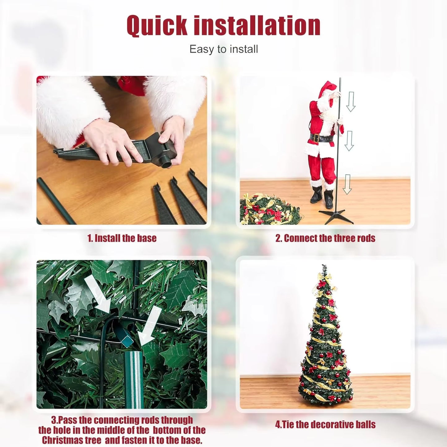 Christmas party decorations and props, folding Christmas tree, 1.8m PVC retractable folding tree