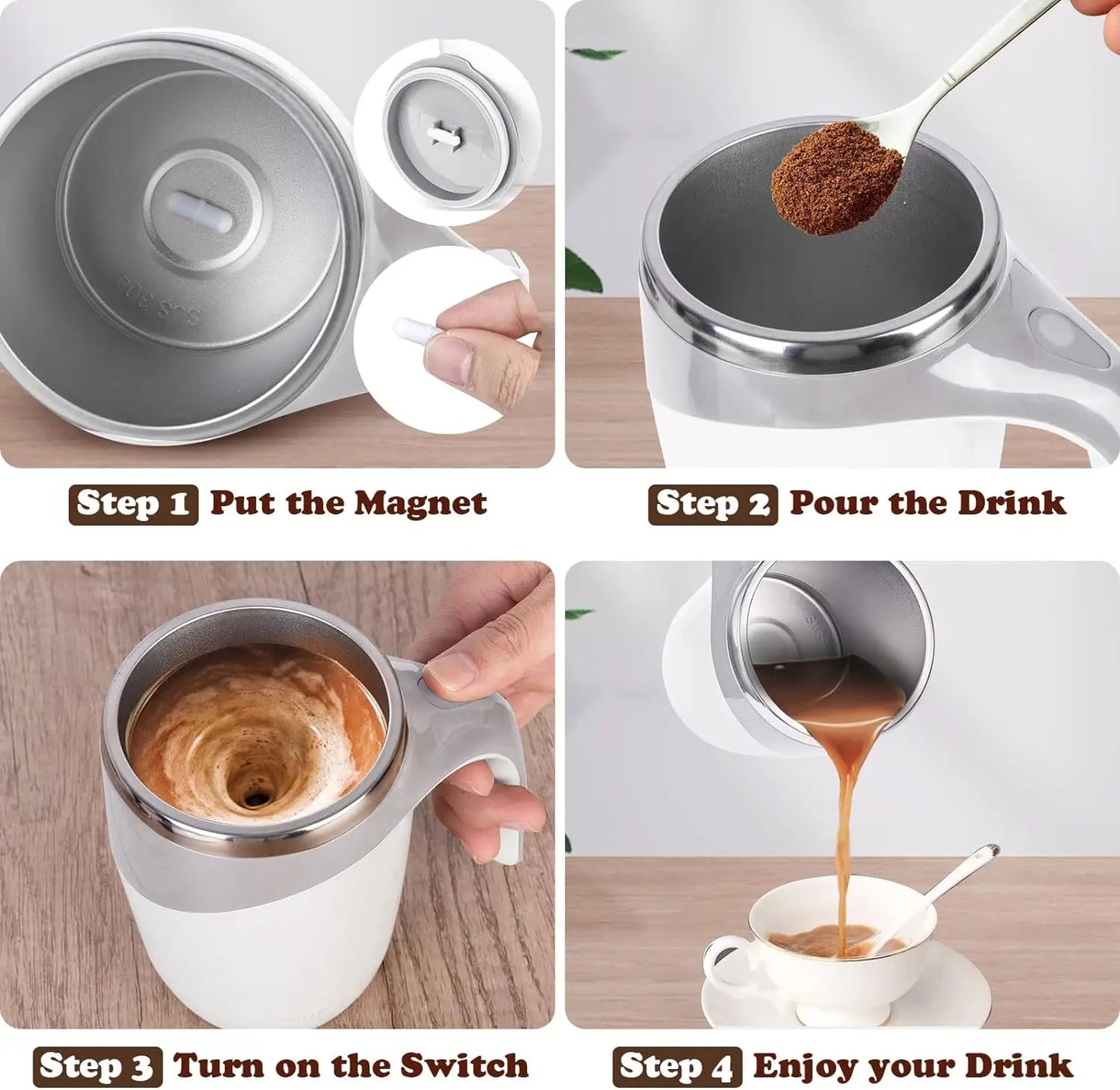 Fully automatic electric stirring cup, soy milk coffee cup, magnetic rotating stainless steel cross-border hot-selling charging water cup printing