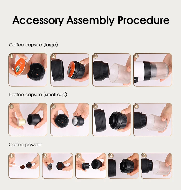 Portable capsule coffee machine, home mini coffee pot, electric outdoor espresso machine