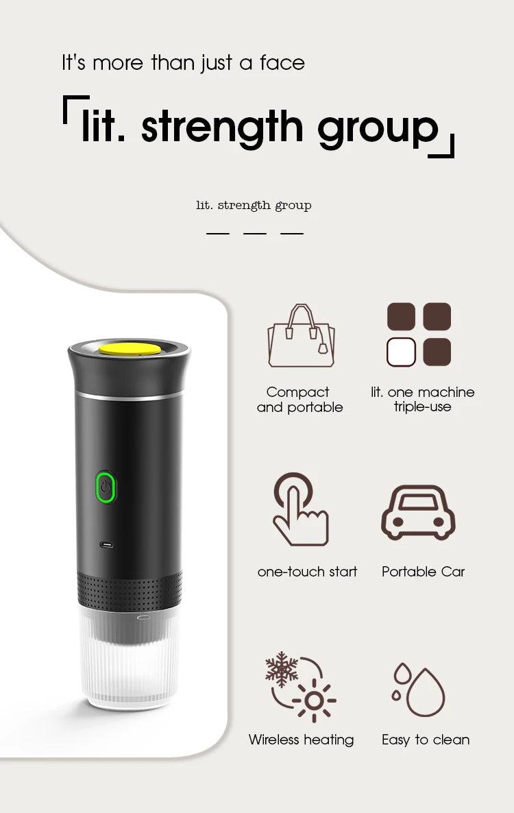 Portable capsule coffee machine, home mini coffee pot, electric outdoor espresso machine