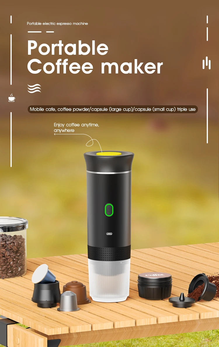 Portable capsule coffee machine, home mini coffee pot, electric outdoor espresso machine