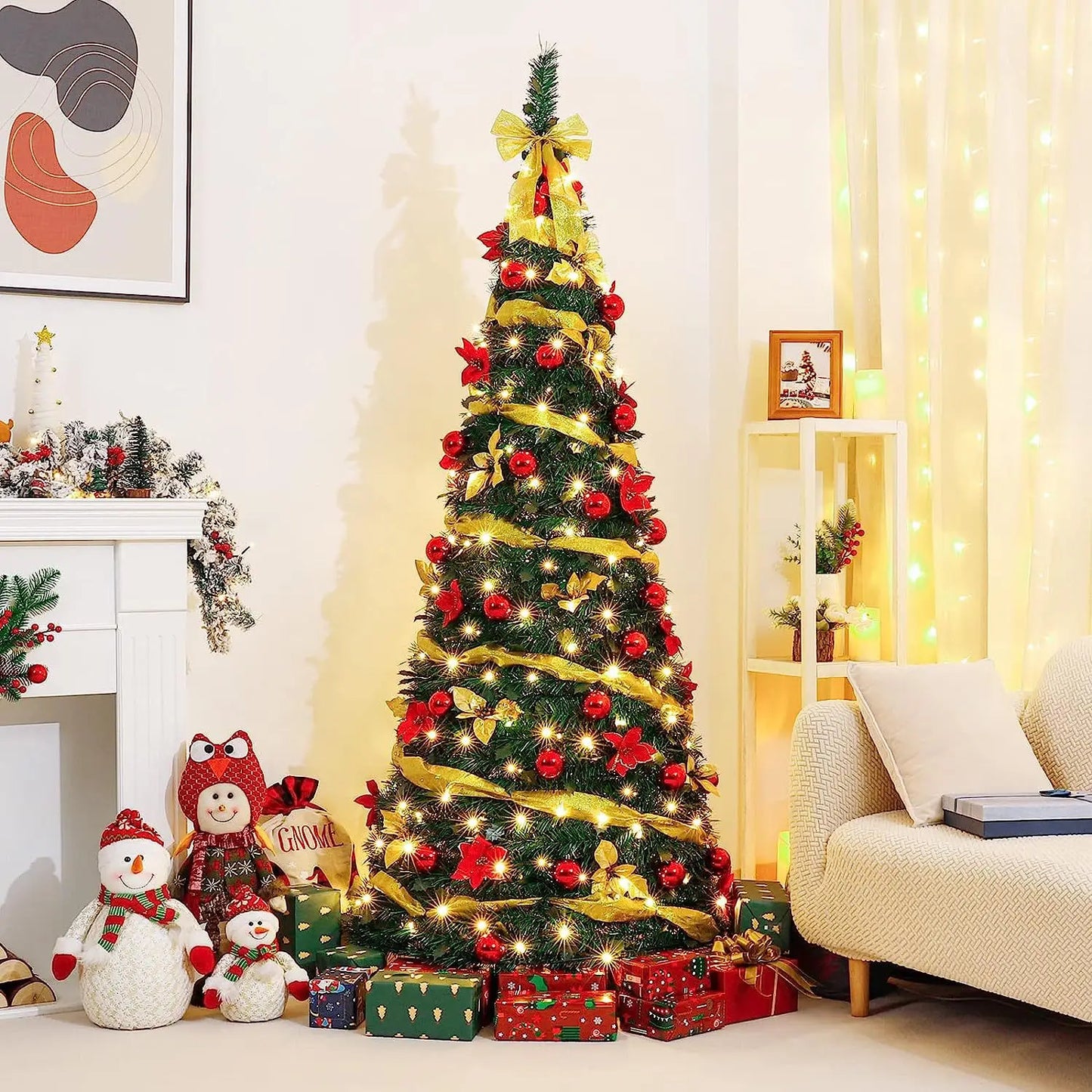 Christmas party decorations and props, folding Christmas tree, 1.8m PVC retractable folding tree